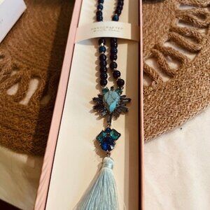 30" PENDANT NECKLACE GENUINE LAPIS ON SILVER PLATING